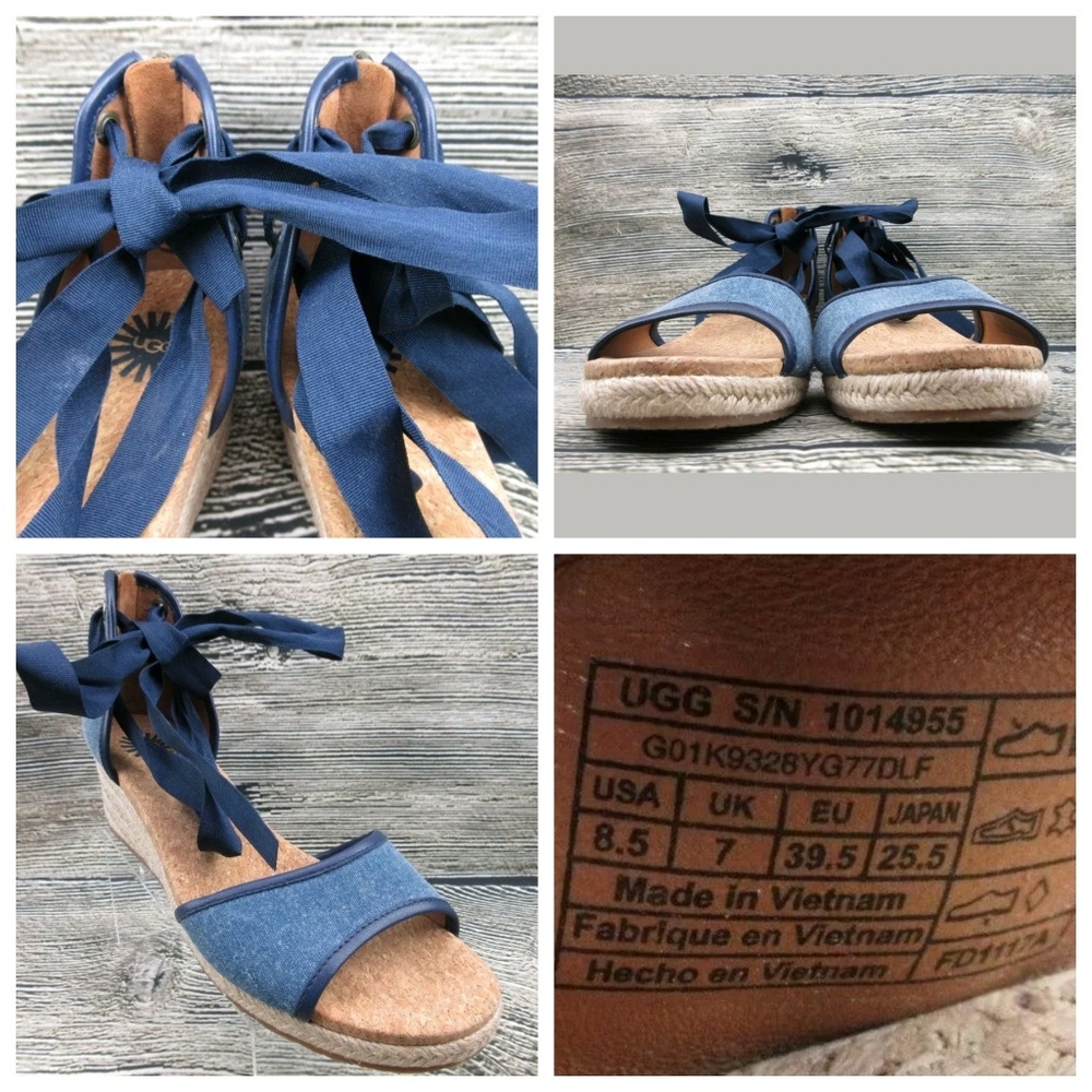 ❌SOLD Ugg Amell Wedge Denim Chambray Sandals - Picture 7 of 8
